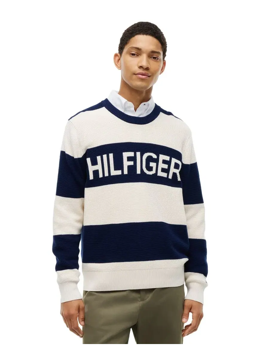 Свитер из ваффли с графичным принтом, модель Waffle Cotton Graphic Tommy Hilfiger