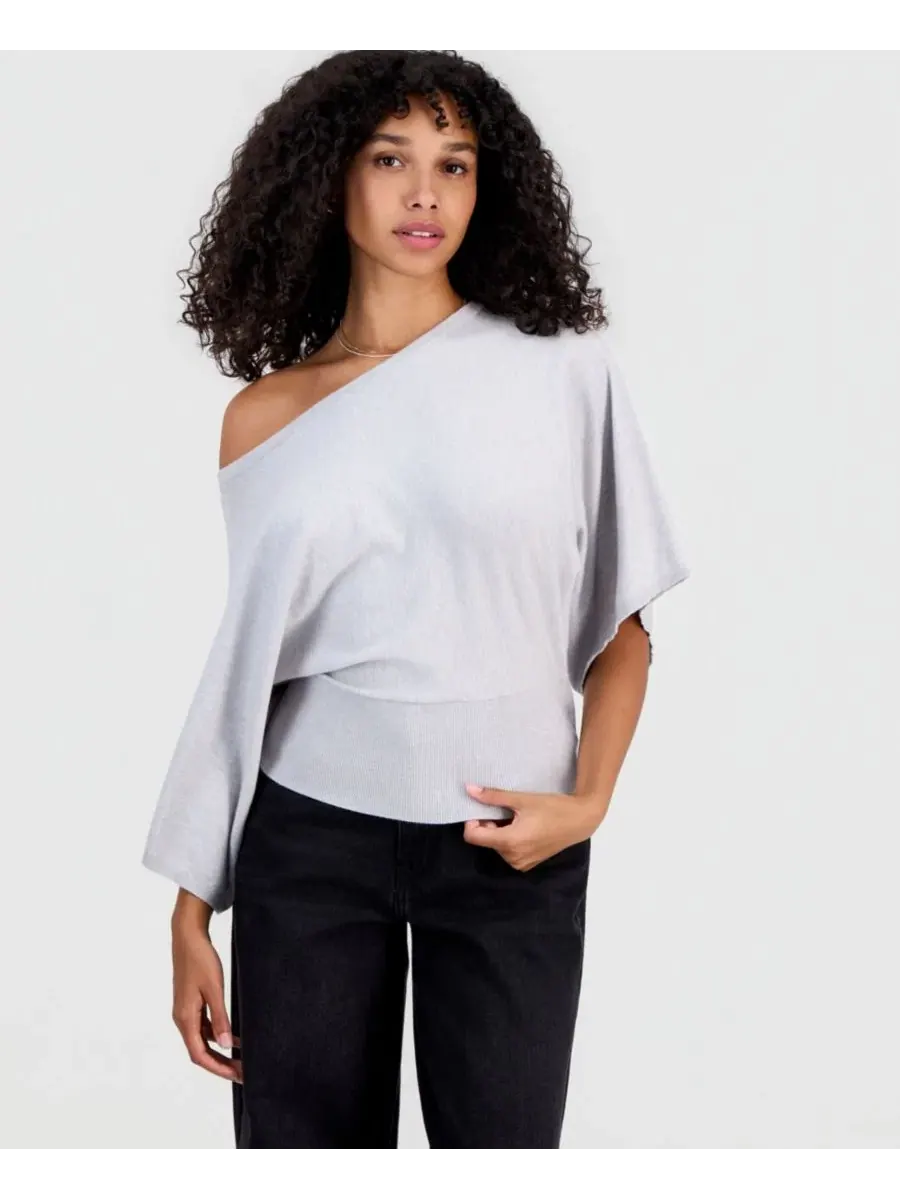 Свитер с широким рукавом Slouchy Wide-Sleeve Hooked Up by IOT — серый