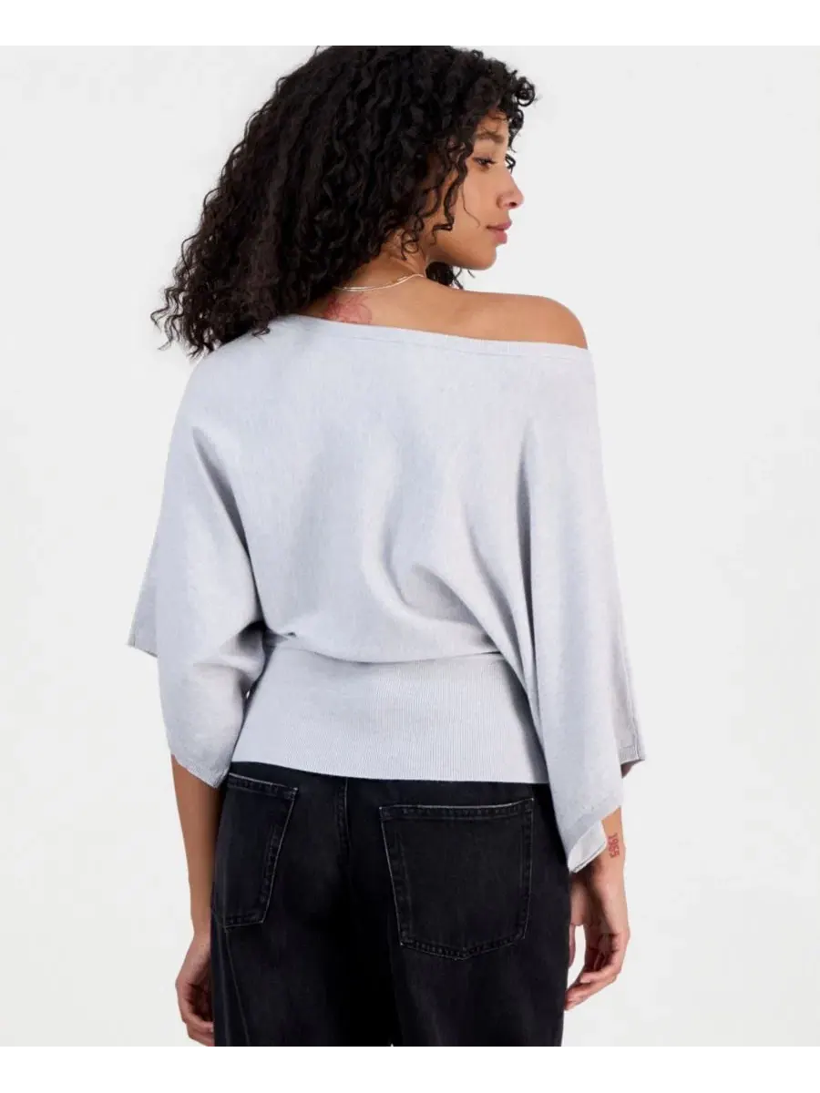 Свитер с широким рукавом Slouchy Wide-Sleeve Hooked Up by IOT — изображение 2 из 4, серый