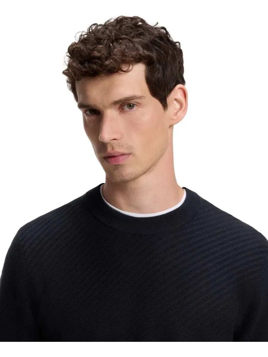 Свитер мужской с диагональной структурой, свободного кроя Hugo Boss — изображение 5 из 5, синий