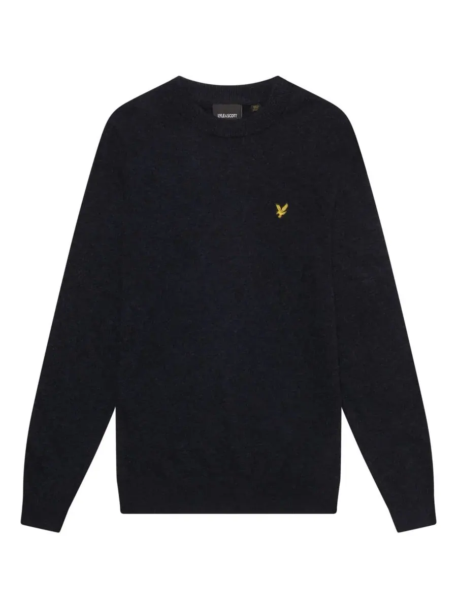 Мужской свитер с круглым вырезом из смеси овечьей шерсти Lyle & Scott — изображение 5 из 8, темный темно-синий