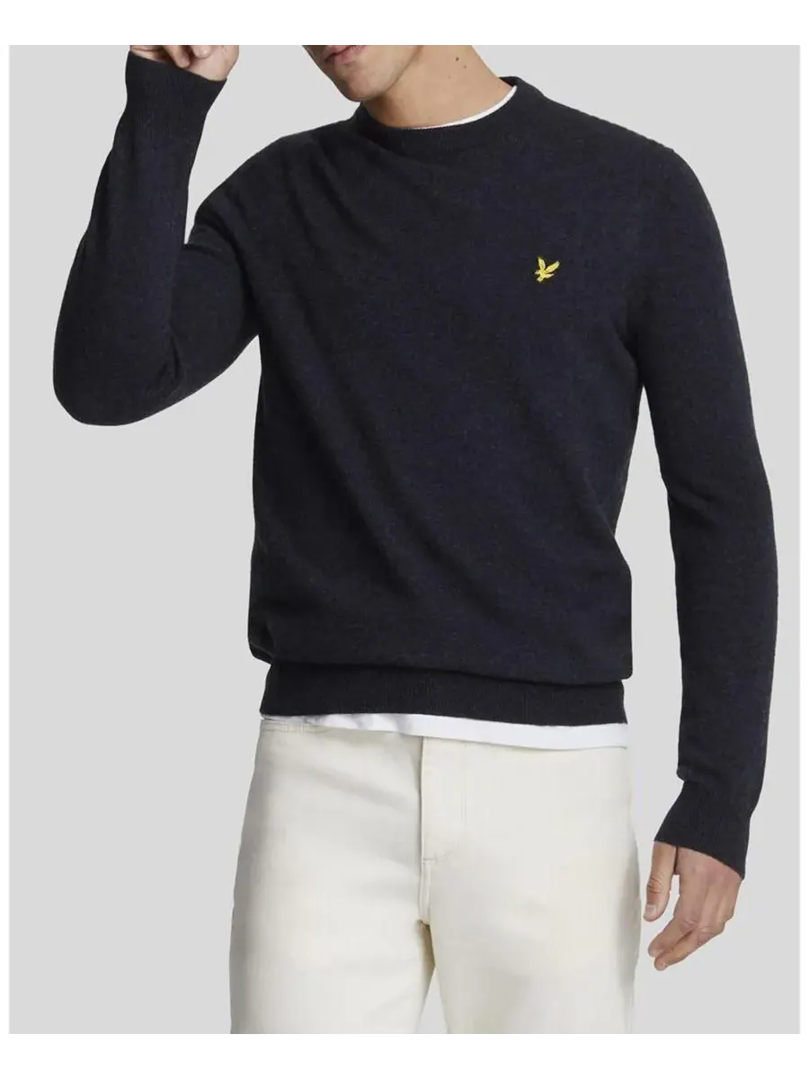 Мужской свитер с круглым вырезом из смеси овечьей шерсти Lyle & Scott — изображение 6 из 8, темный темно-синий