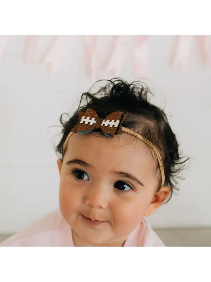 Детская повязка на голову с бантом для болельщицы, модель Glitter Bow Sweet Wink — изображение 7 из 7, коричневый