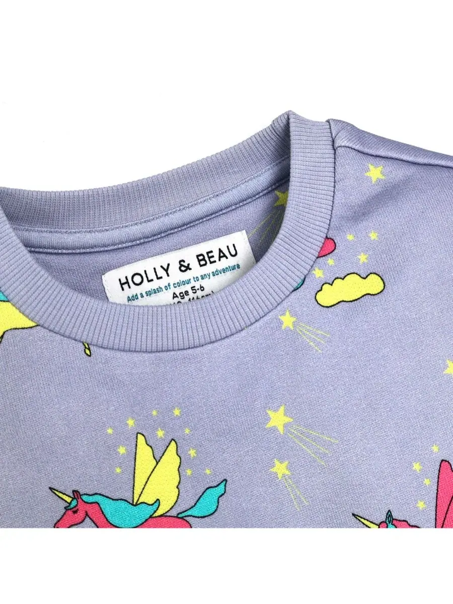 Детский свитшот с длинным рукавом и круглым вырезом, 100% хлопок Holly and Beau — изображение 4 из 7, фиолетовый