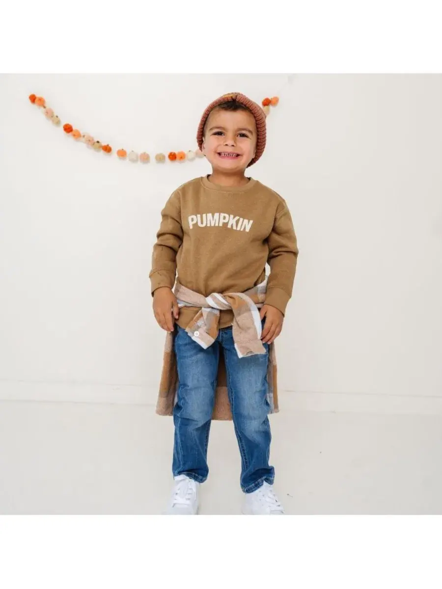 Детский свитшот с принтом Pumpkin Sweatshirt Sweet Wink — изображение 2 из 3, коричневый
