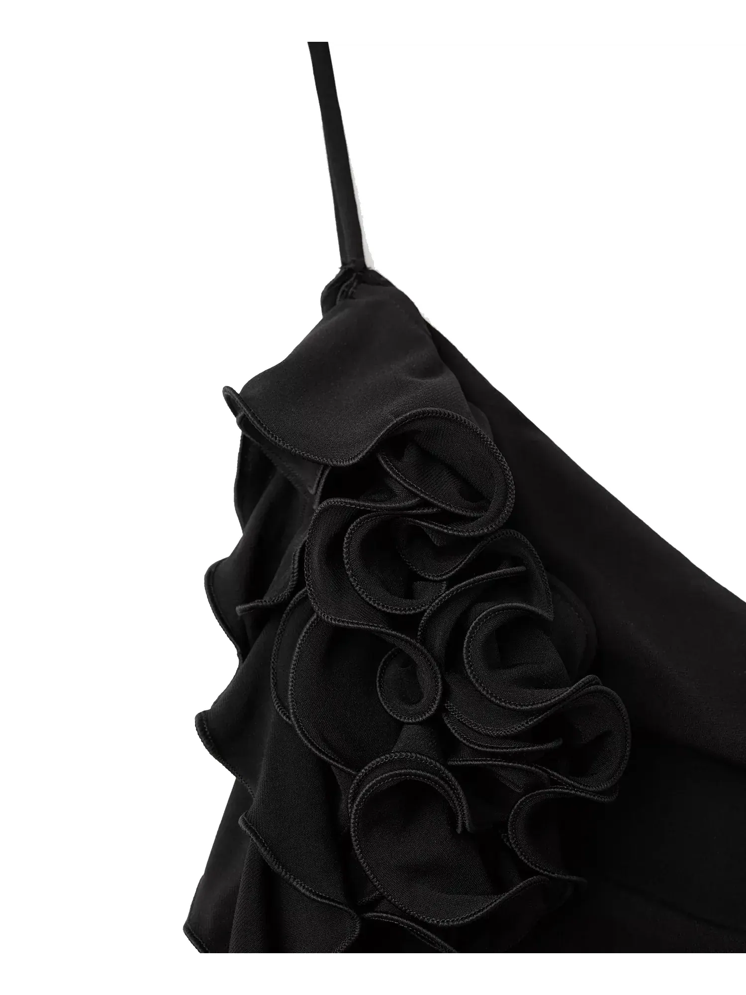 Топ MANGO Ruffle Trim Ruched Asymmetrical — изображение 3 из 3, черный