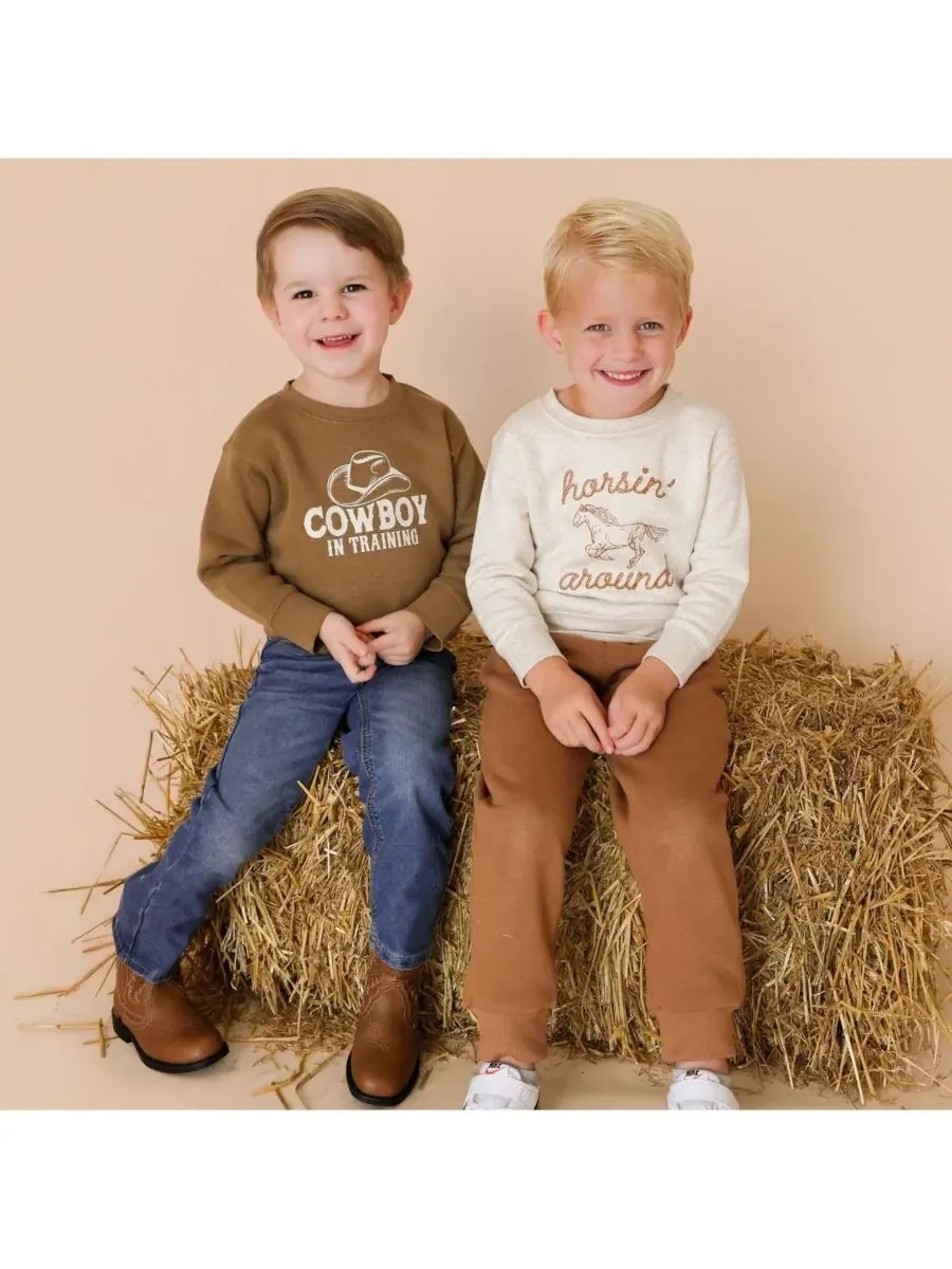 Детский свитшот с принтом Horsin Around Sweet Wink — изображение 5 из 6, серый