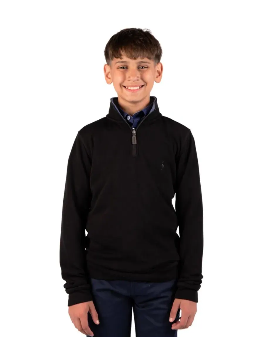 Свитшот с четверть-застежкой Boys' 8-20 French Rib Quarter Zip Tailorbyrd — изображение 1 из 4, черный
