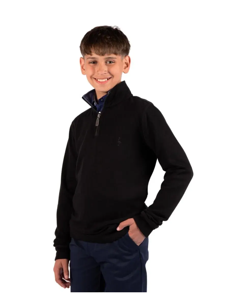 Свитшот с четверть-застежкой Boys' 8-20 French Rib Quarter Zip Tailorbyrd — изображение 3 из 4, черный
