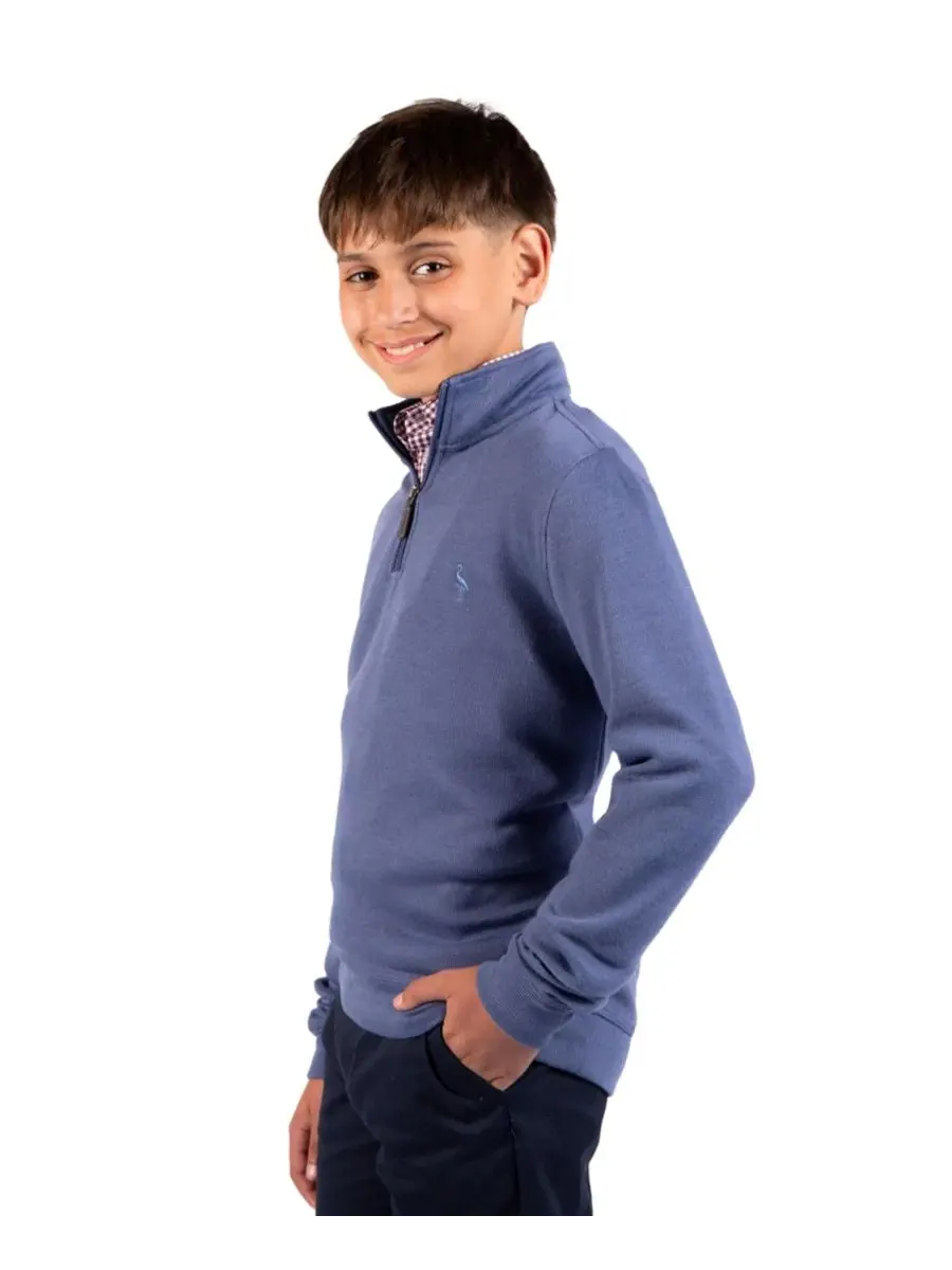 Свитшот с воротником-стойкой и четверть-молнией French Rib Quarter Zip Tailorbyrd — изображение 3 из 3, серый синий