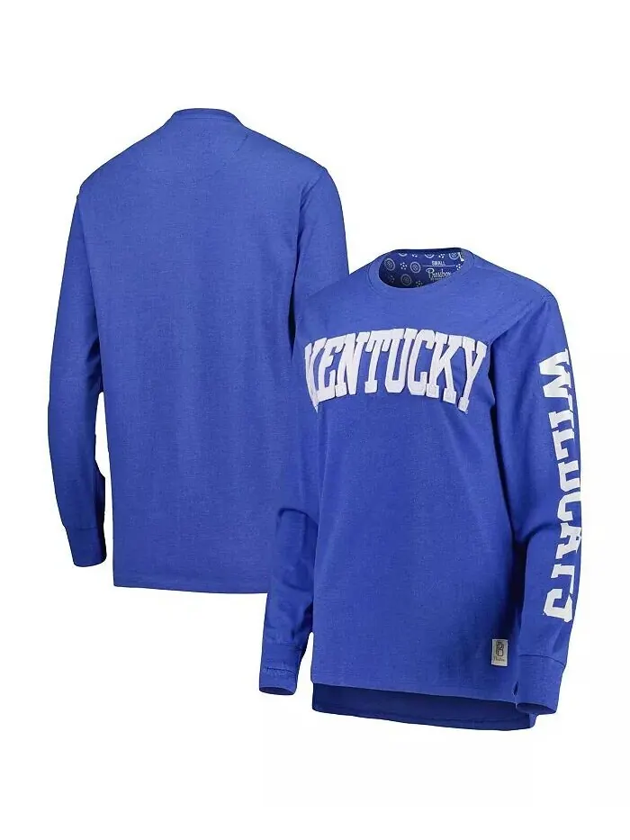 Женская футболка с длинным рукавом Royal Kentucky Wildcats Two-Hit Canyon Pressbox — синий