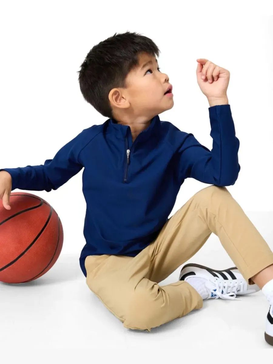 Детский полузамок-пуловер с длинным рукавом Courtside Kids — изображение 2 из 4, темно-синий