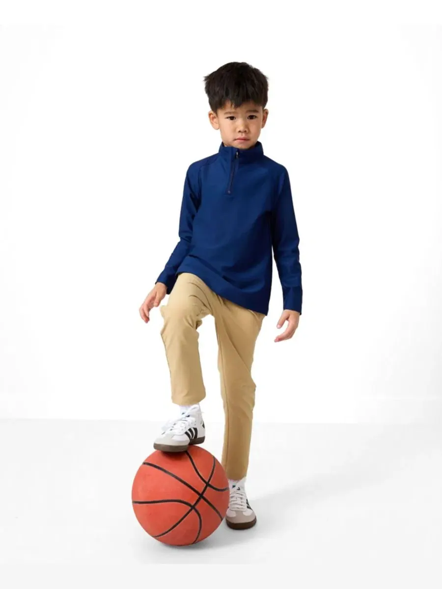 Детский полузамок-пуловер с длинным рукавом Courtside Kids — изображение 3 из 4, темно-синий