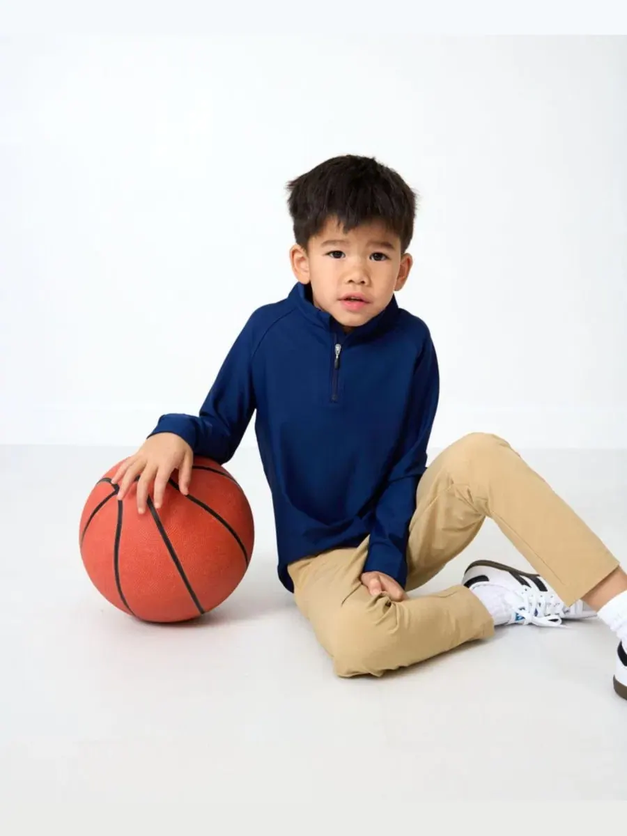 Детский полузамок-пуловер с длинным рукавом Courtside Kids — изображение 4 из 4, темно-синий