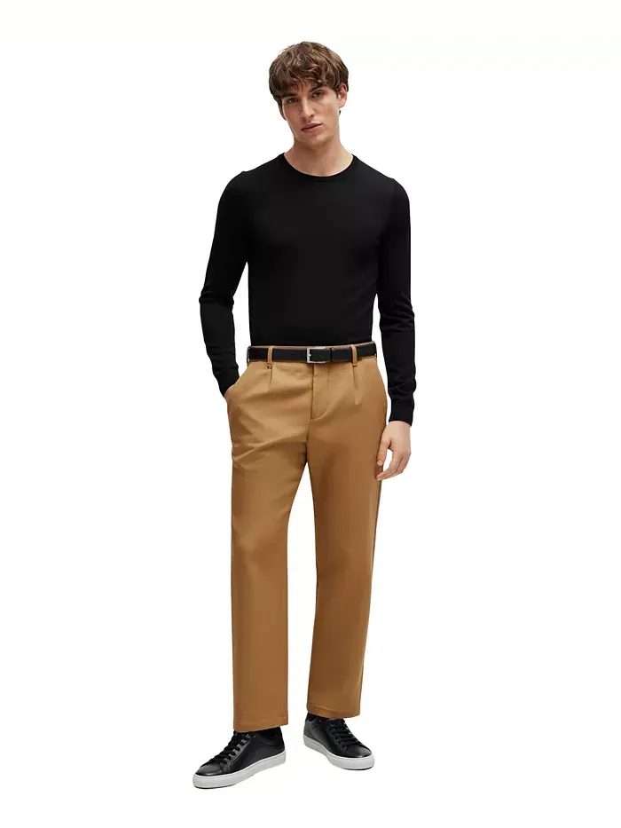 BOSS by Мужской Тонкий Свитер из Мериносовой Шерсти Hugo Boss — изображение 3 из 4, черный