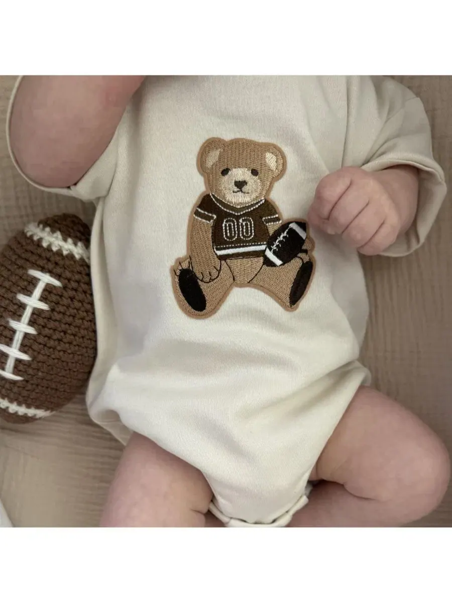 Боди-комбинезон с мишкой и футбольным мячом, Teddy Bear Patch Sweet Wink — изображение 3 из 3, прозрачный