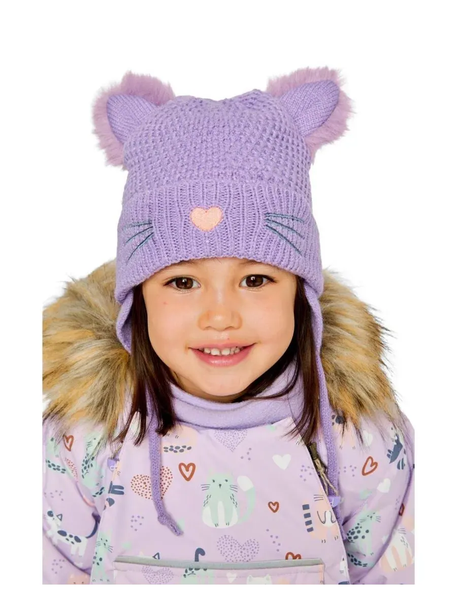 Детская зимняя вязаная шапка с ушками, модель Winter Knit Hat with Ears Deux par Deux — изображение 2 из 5, фиолетовый