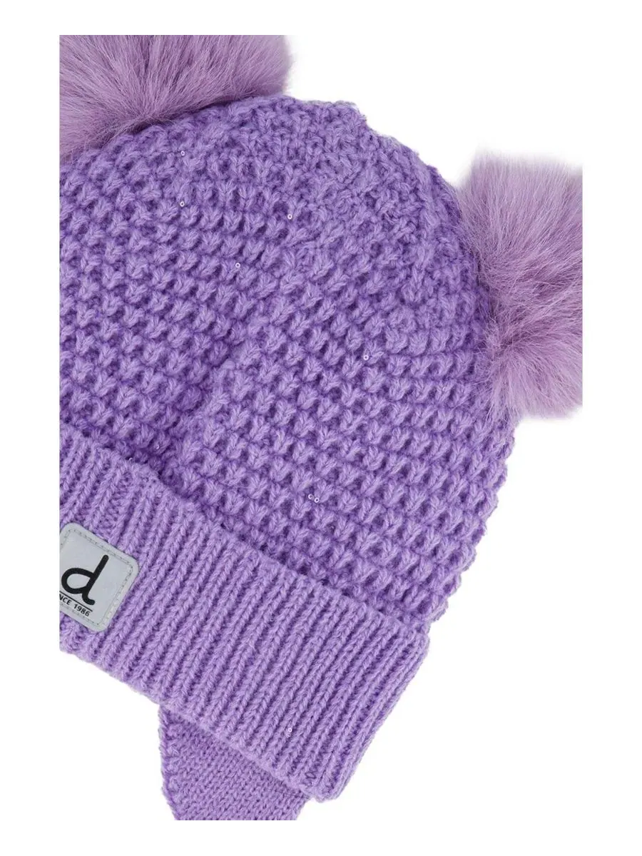 Детская зимняя вязаная шапка с ушками, модель Winter Knit Hat with Ears Deux par Deux — изображение 4 из 5, фиолетовый