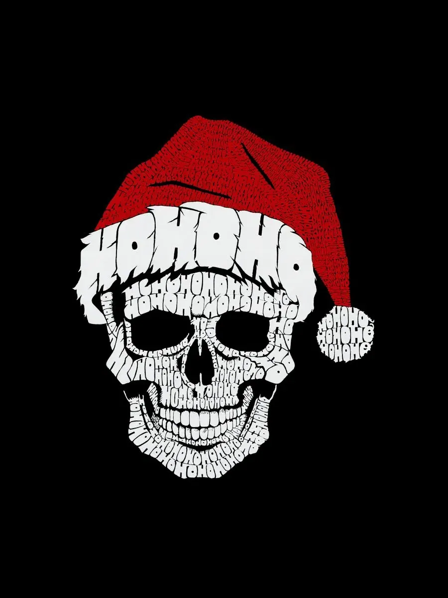 Майка с принтом Santa Skull Design LA Pop Art — изображение 4 из 4, черный