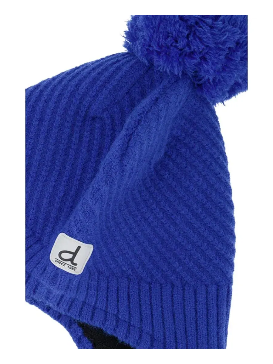 Зимняя шапка-ушанка с помпоном Peruvian Knit Hat Deux par Deux — изображение 4 из 5, синий