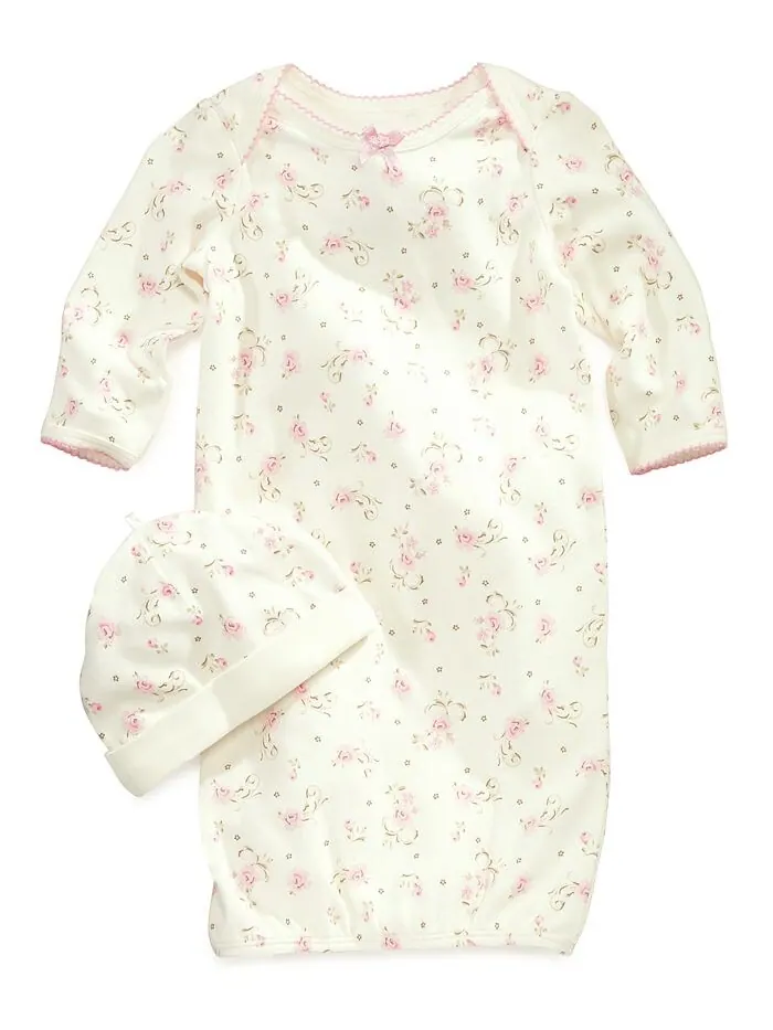 Винтажное платье с принтом роз и шапочка для маленьких девочек, комплект из 2 предметов Little Me — изображение 1 из 1, белый