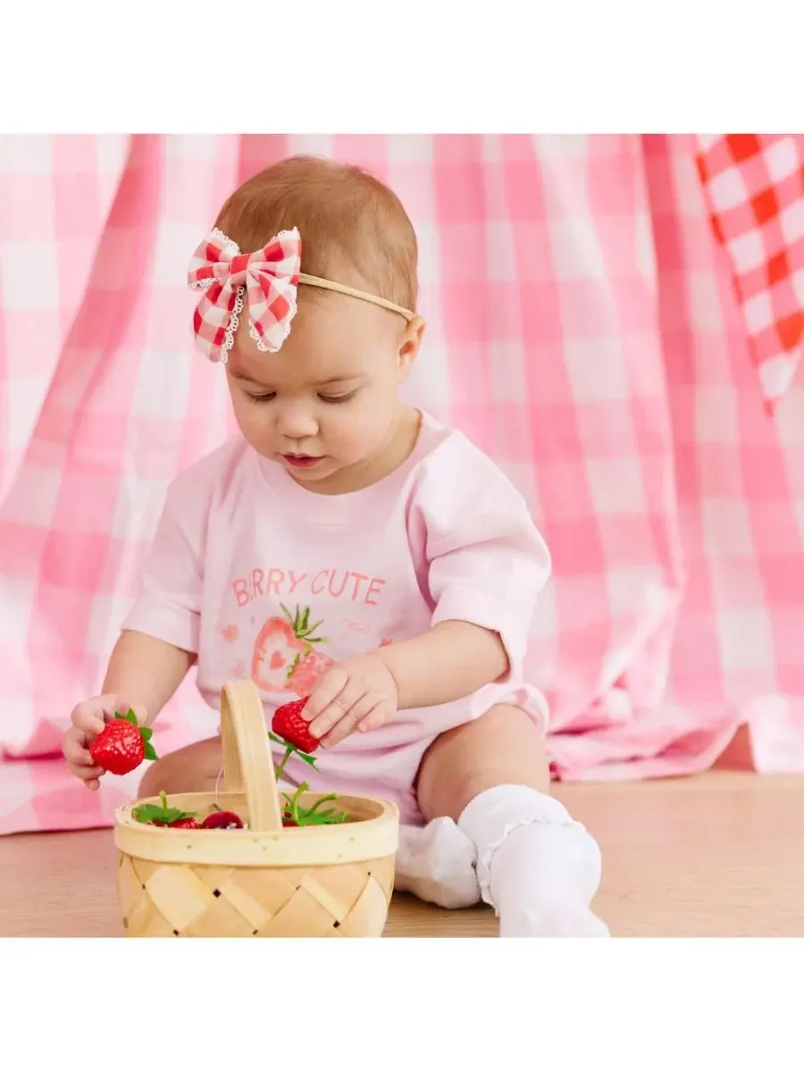 Повязка на голову с бантом Red Gingham Sweet Wink — изображение 3 из 6, красный