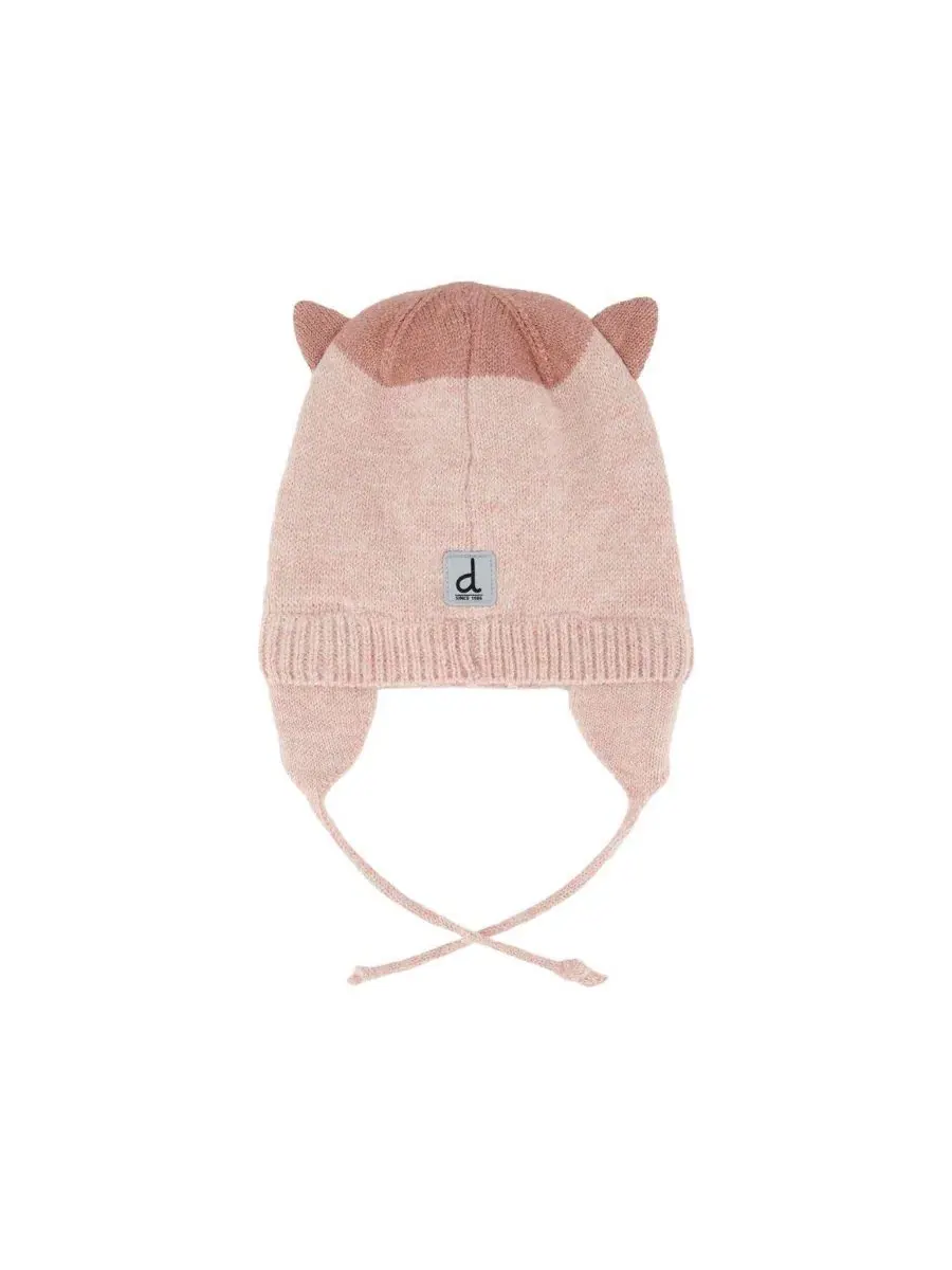 Детская зимняя вязаная шапка с ушками и завязками, модель Leopard Winter Knit Hat Deux par Deux — изображение 3 из 5