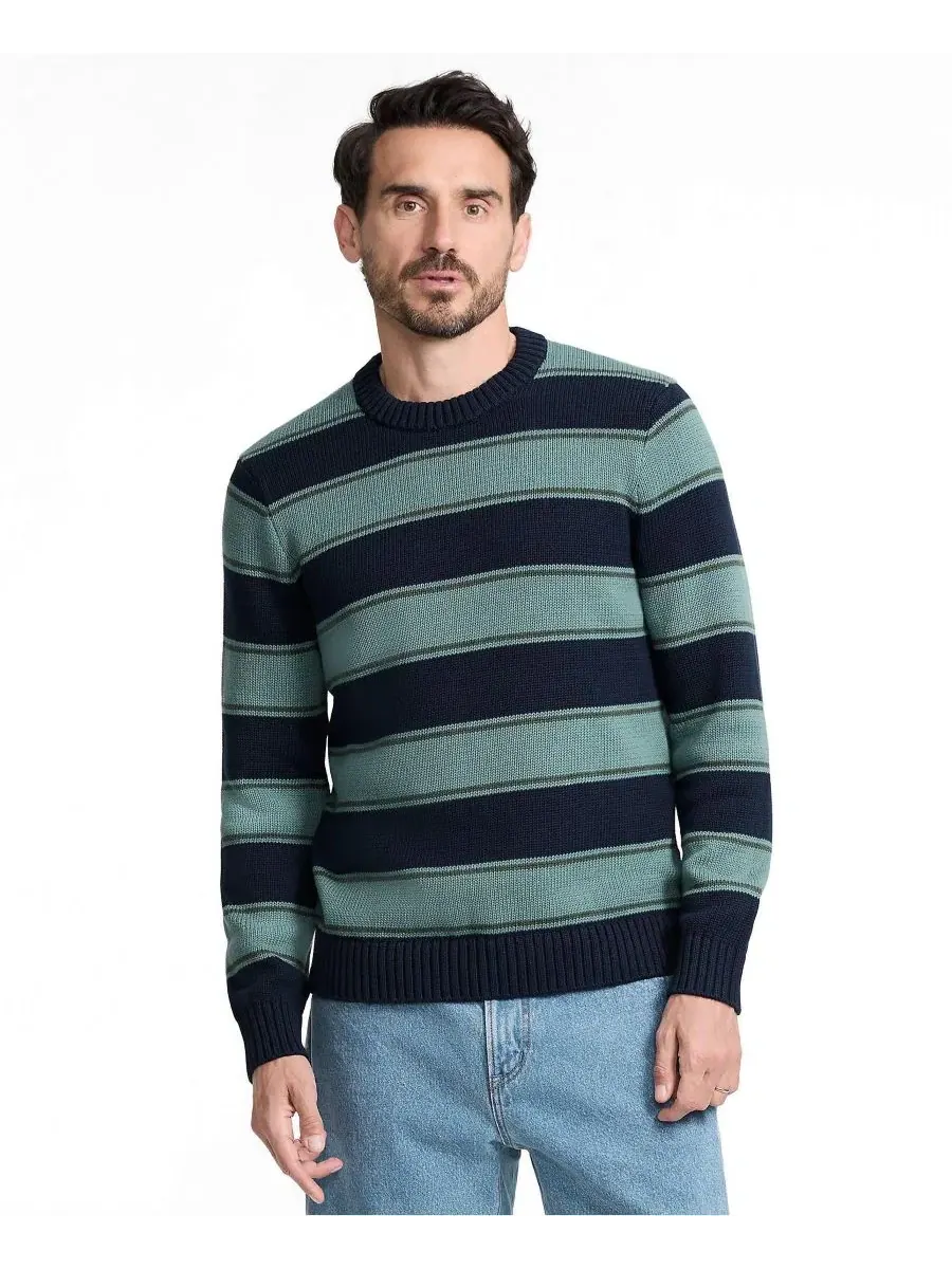 Свитер с длинным рукавом Drifter Stripe Crewneck Lands' End — изображение 3 из 4, темно-синий