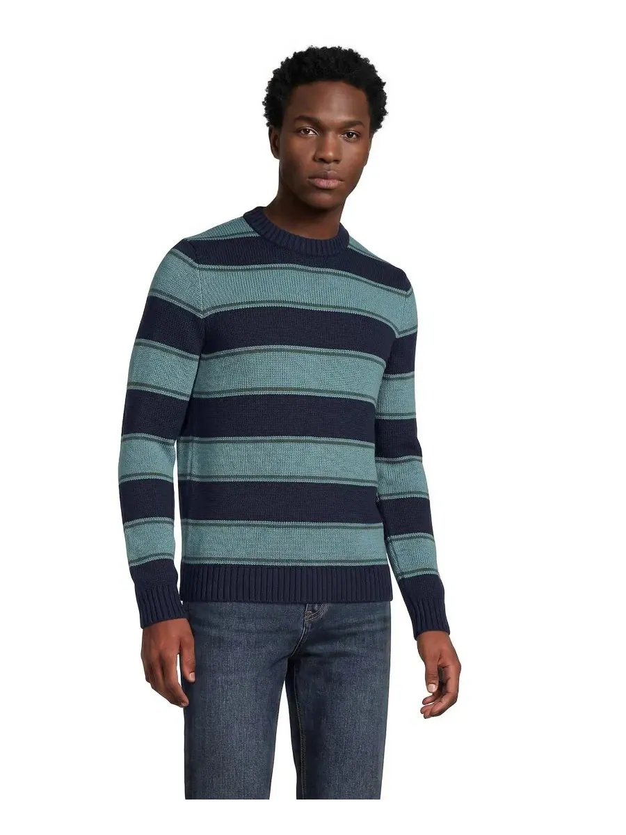 Свитер с длинным рукавом Drifter Stripe Crewneck Lands' End — изображение 4 из 4, темно-синий