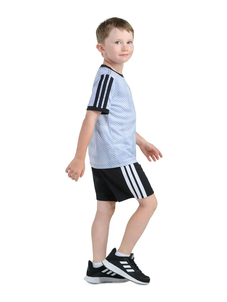 Детский комплект из футболки и шорт с принтом (2T-7), размер 2T Adidas — изображение 3 из 9, черный/синий