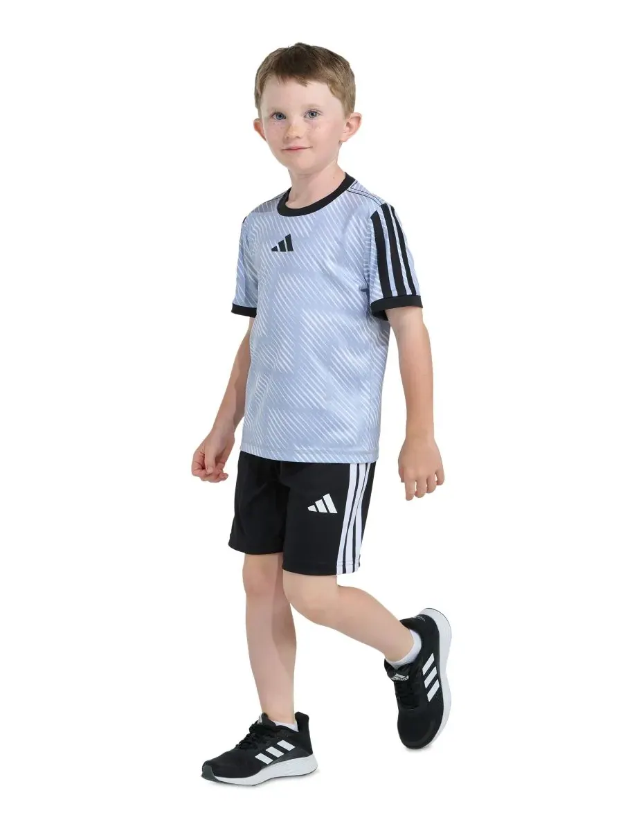 Детский комплект из футболки и шорт с принтом (2T-7), размер 2T Adidas — изображение 5 из 9, черный/синий