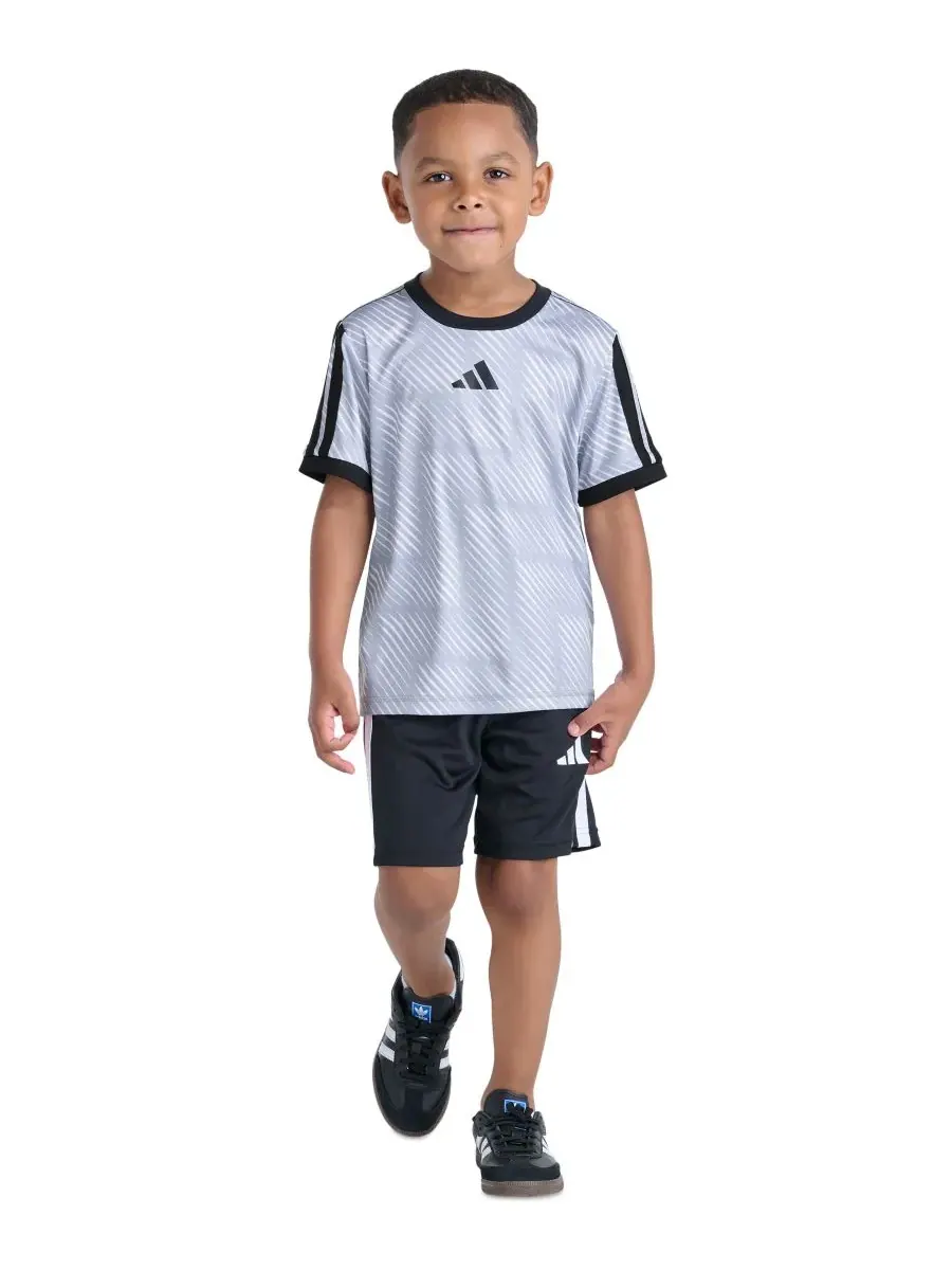 Детский комплект из футболки и шорт с принтом (2T-7), размер 2T Adidas — изображение 8 из 9, черный/синий