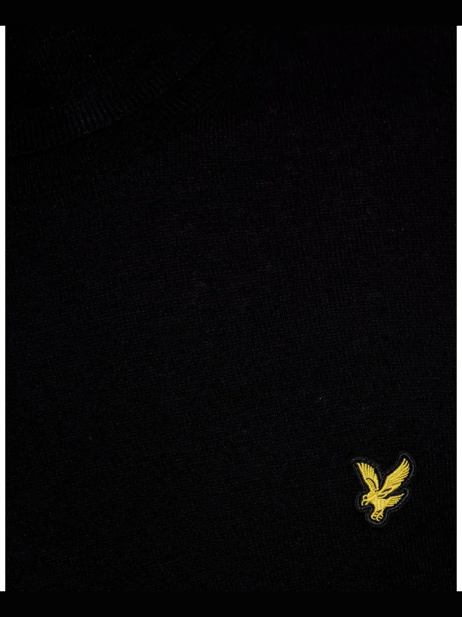 Мужской хлопковый свитер с высоким воротником из мериносовой шерсти Lyle & Scott — изображение 6 из 6, черный