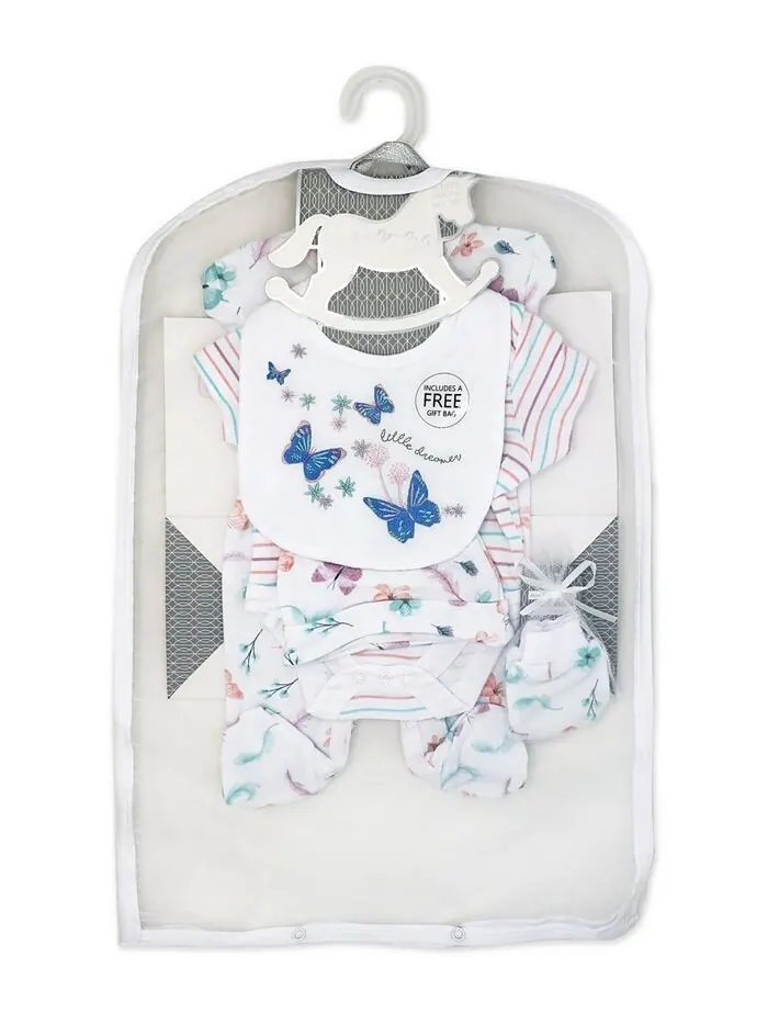 Подарочный набор из 6 предметов Baby Girls Butterfly Layette Rock-A-Bye Baby Boutique — изображение 5 из 8, мульти