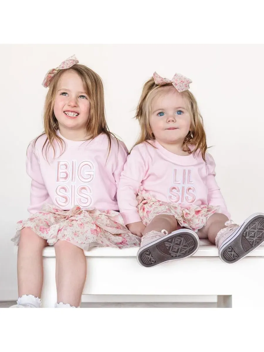Боди-комбинезон с длинным рукавом, с вышивкой Lil Sis Sweet Wink — изображение 4 из 4, розовый
