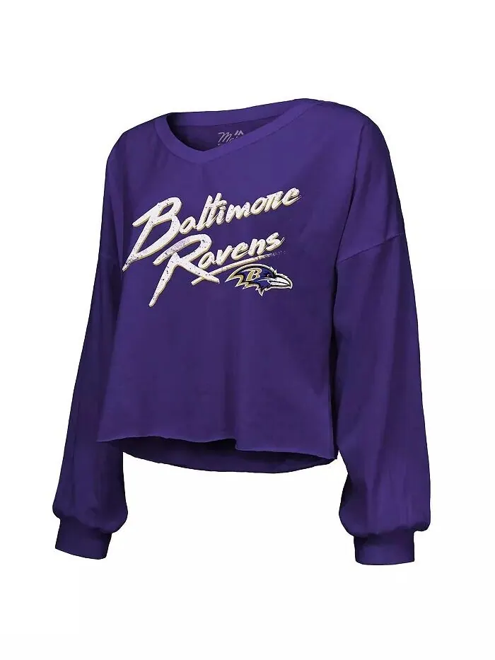 Женская футболка Derrick Henry Purple Baltimore Ravens с именем и номером, открытыми плечами — изображение 2 из 3