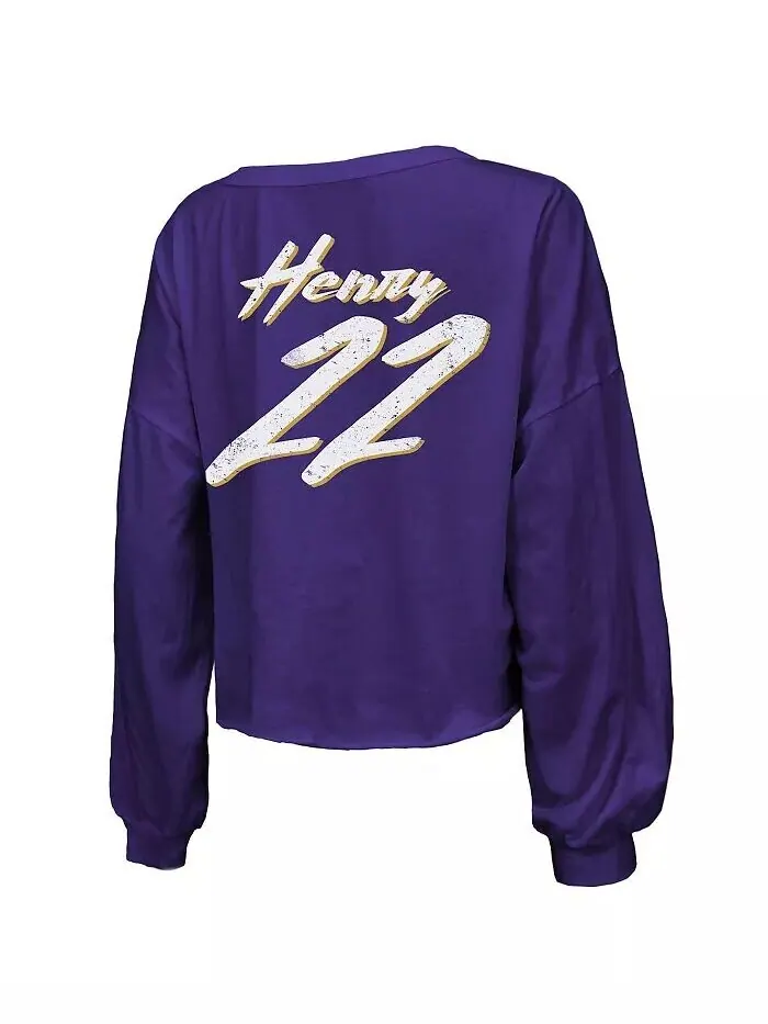Женская футболка Derrick Henry Purple Baltimore Ravens с именем и номером, открытыми плечами — изображение 3 из 3