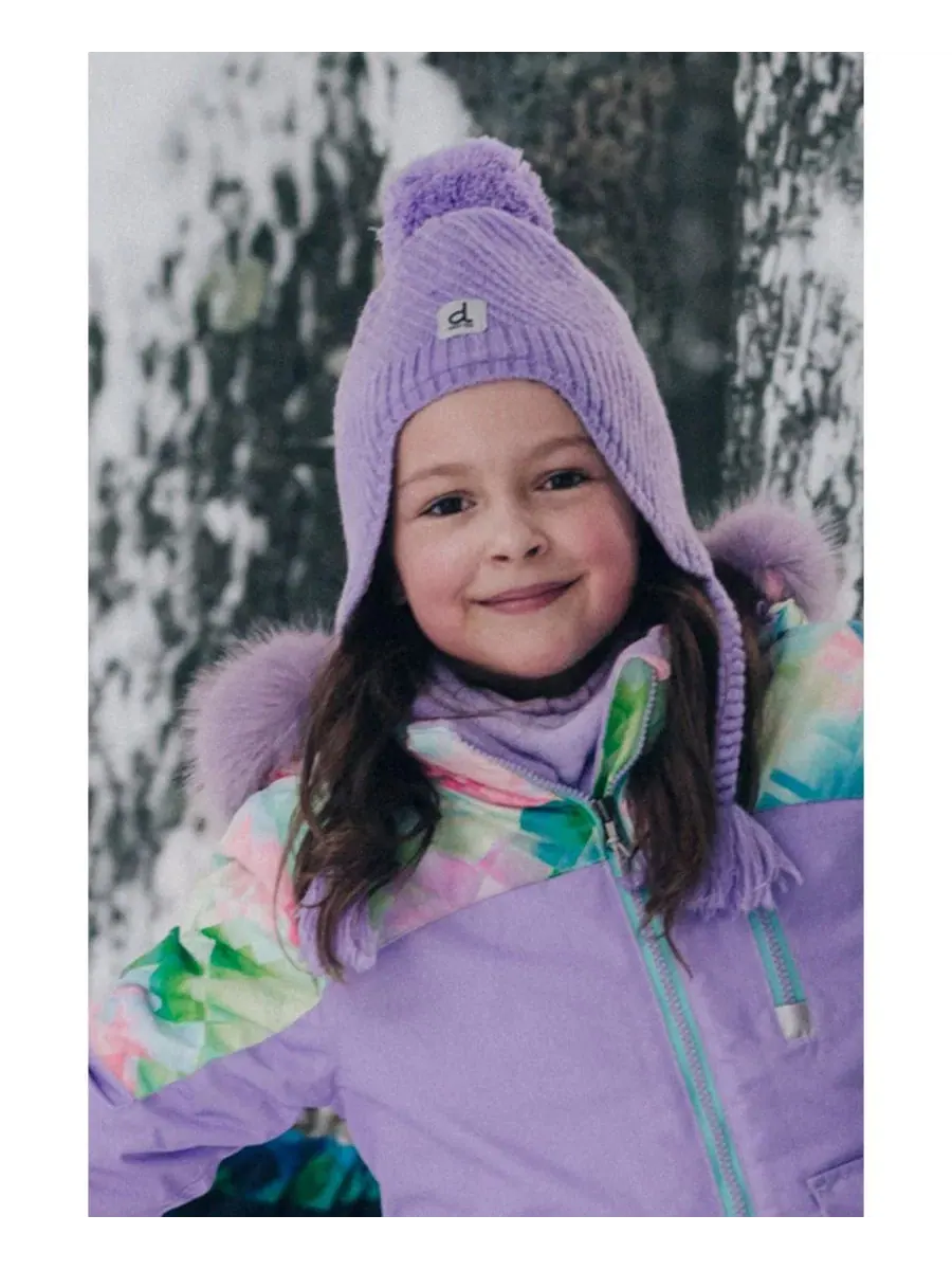 Детская зимняя шапка-перуанка с помпоном, модель Winter Peruvian Knit Hat Deux par Deux — изображение 2 из 6, фиолетовый