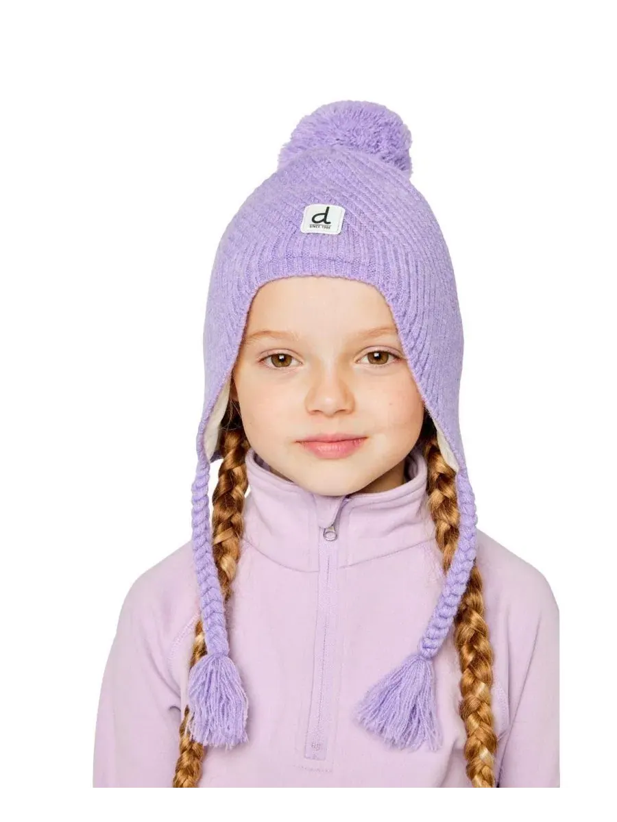 Детская зимняя шапка-перуанка с помпоном, модель Winter Peruvian Knit Hat Deux par Deux — изображение 3 из 6, фиолетовый