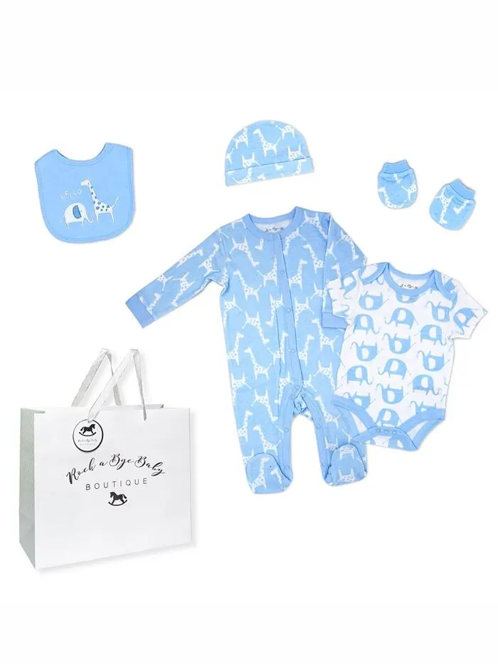 Подарочный набор из 6 предметов для новорожденных Layette Safari Rock-A-Bye Baby Boutique