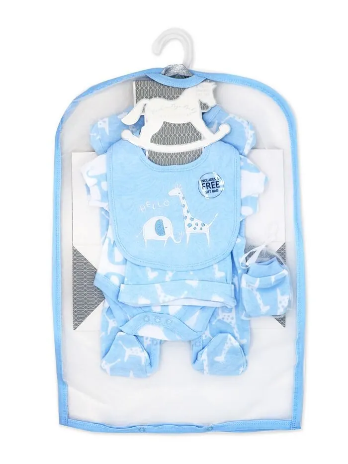 Подарочный набор из 6 предметов для новорожденных Layette Safari Rock-A-Bye Baby Boutique — изображение 2 из 7, синий