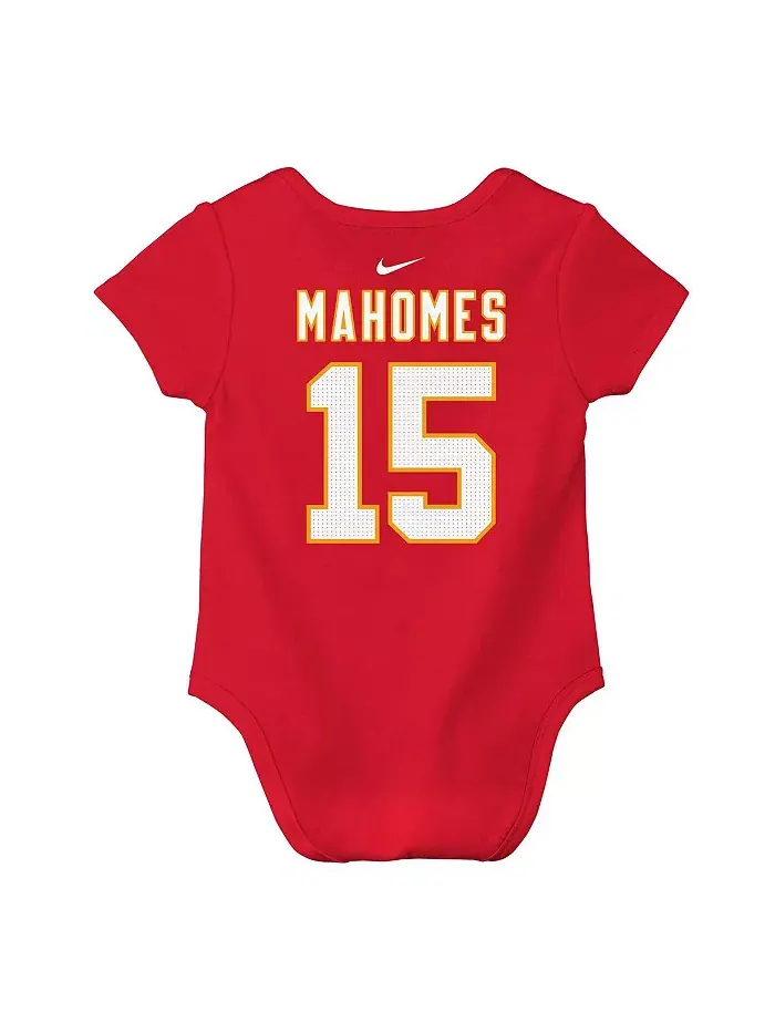 Боди для мальчиков и девочек Patrick Mahomes с именем игрока и номером Kansas City Chiefs — изображение 2 из 3, красный