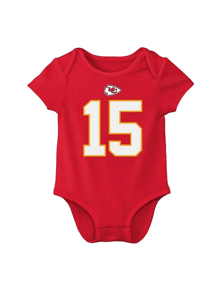 Боди для мальчиков и девочек Patrick Mahomes с именем игрока и номером Kansas City Chiefs — изображение 3 из 3, красный