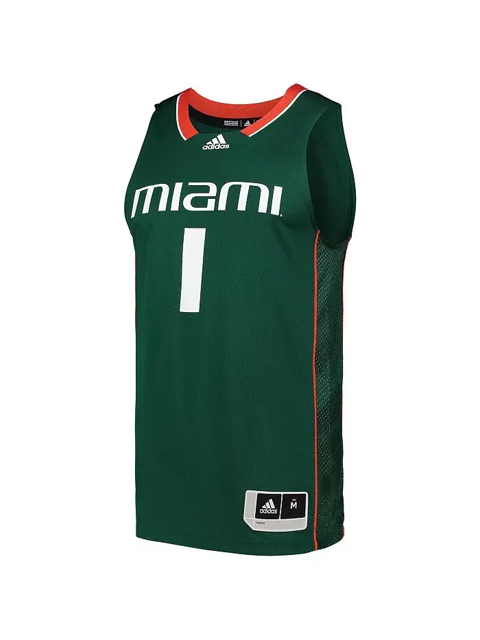 Мужская баскетбольная майка Miami Hurricanes Team Swingman №1 adidas — изображение 2 из 4, зеленый
