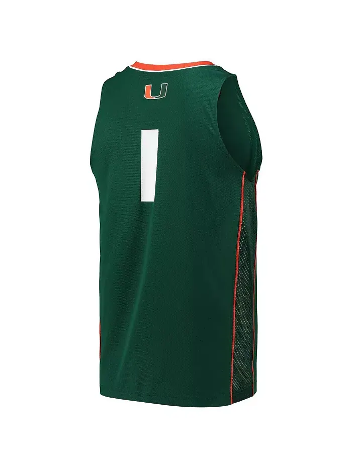 Мужская баскетбольная майка Miami Hurricanes Team Swingman №1 adidas — изображение 3 из 4, зеленый