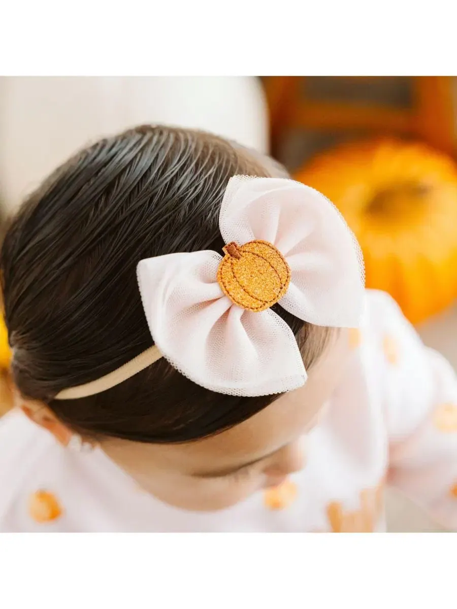 Повязка на голову с бантом из тюля Pumpkin Tulle Bow Sweet Wink — изображение 3 из 5, розовый
