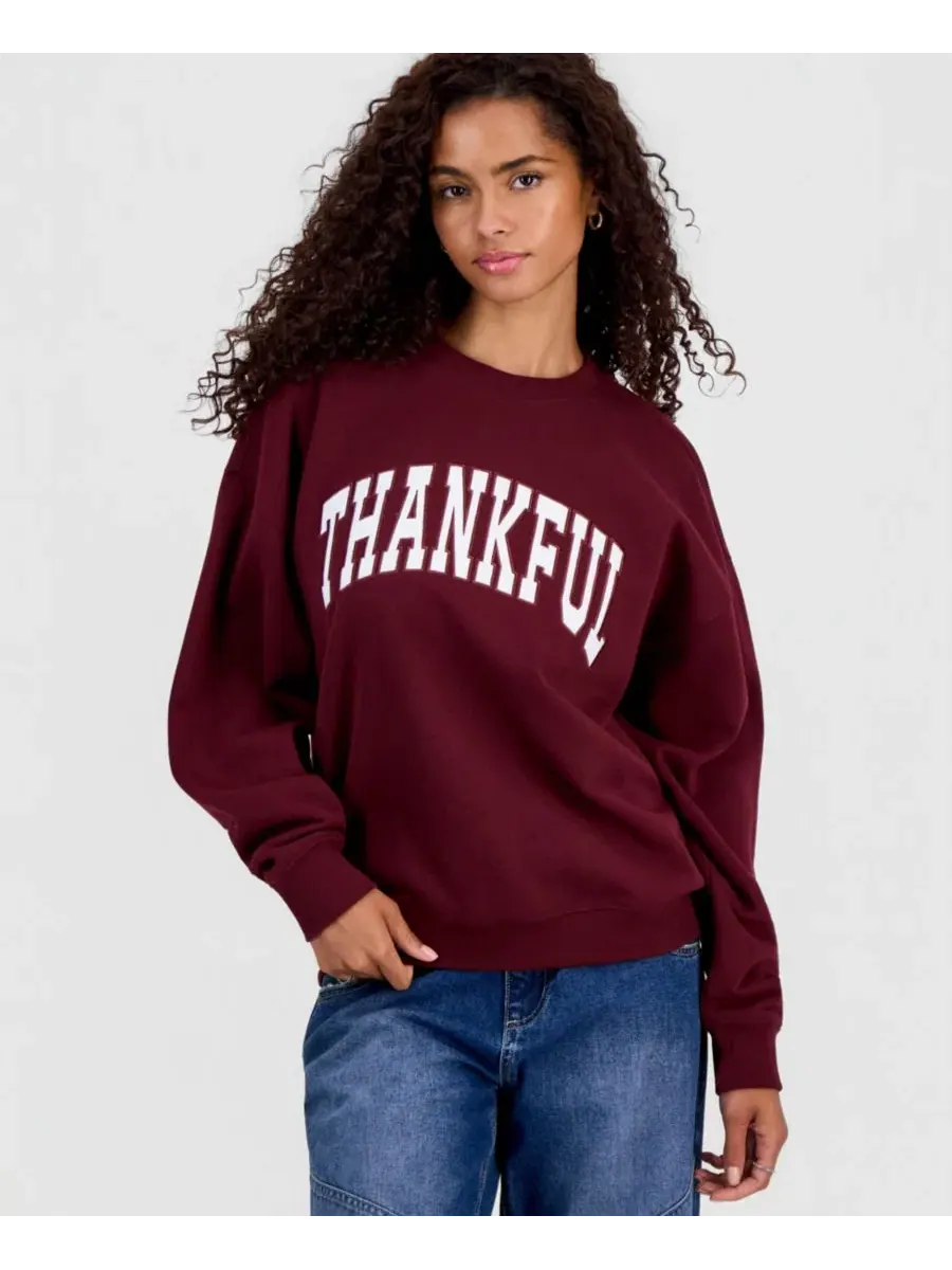 Свитшот с вышивкой Thankful Hooked Up by IOT — красный