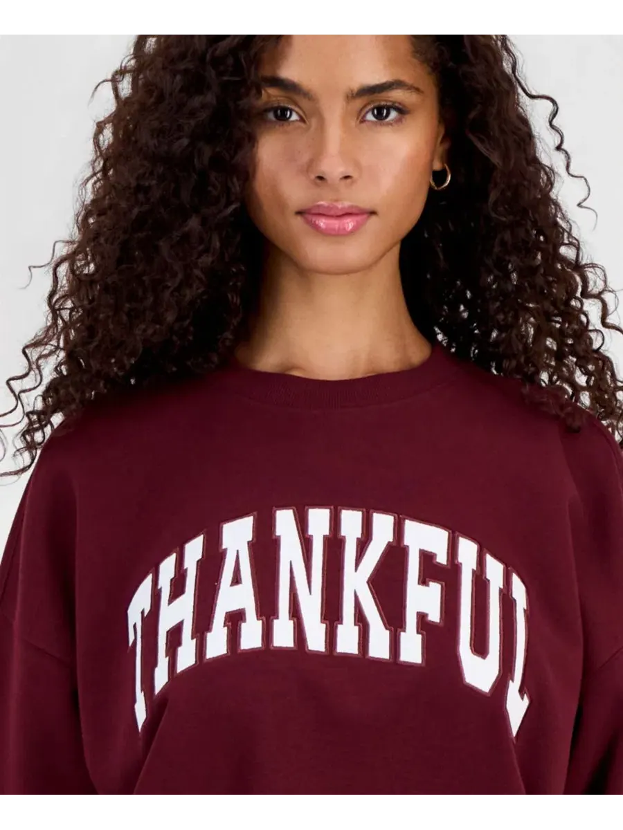 Свитшот с вышивкой Thankful Hooked Up by IOT — изображение 2 из 4, винный