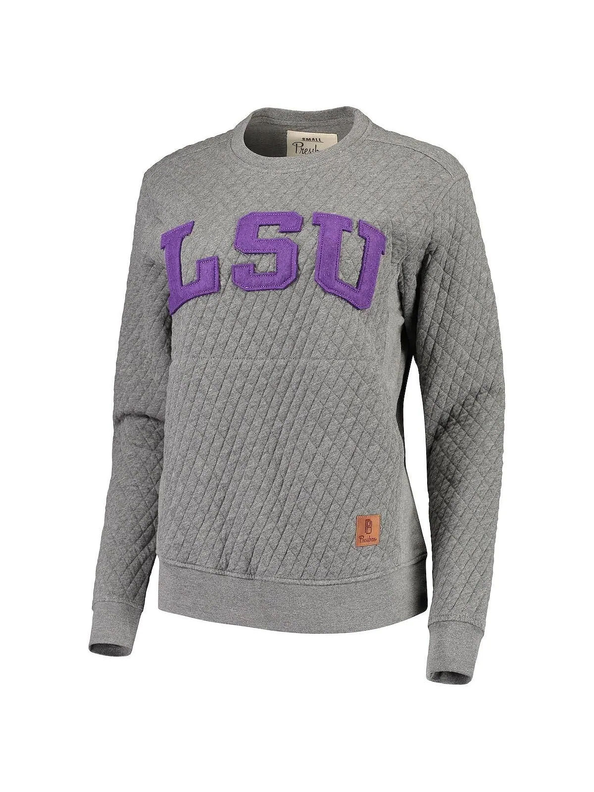 Женский серый стеганый свитшот с круглым вырезом LSU Tigers Moose Applique Pressbox — изображение 3 из 5