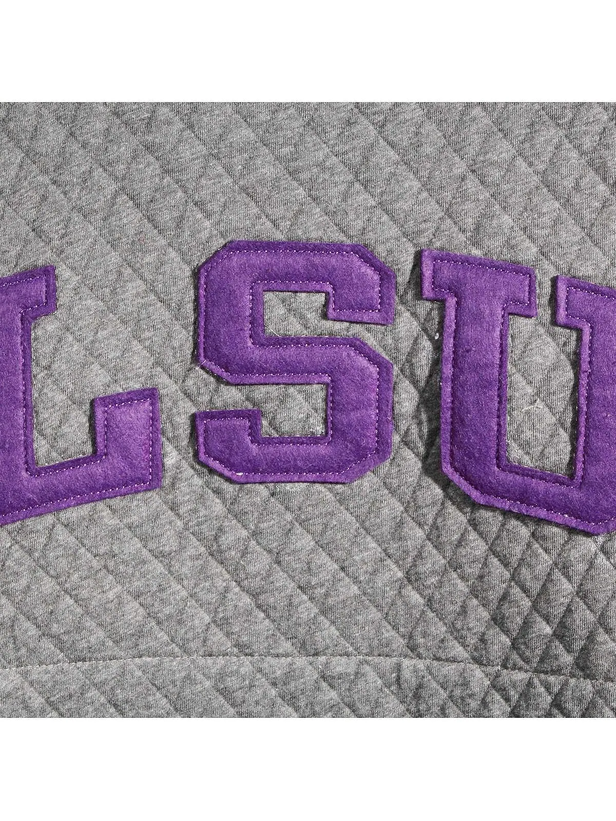 Женский серый стеганый свитшот с круглым вырезом LSU Tigers Moose Applique Pressbox — изображение 5 из 5